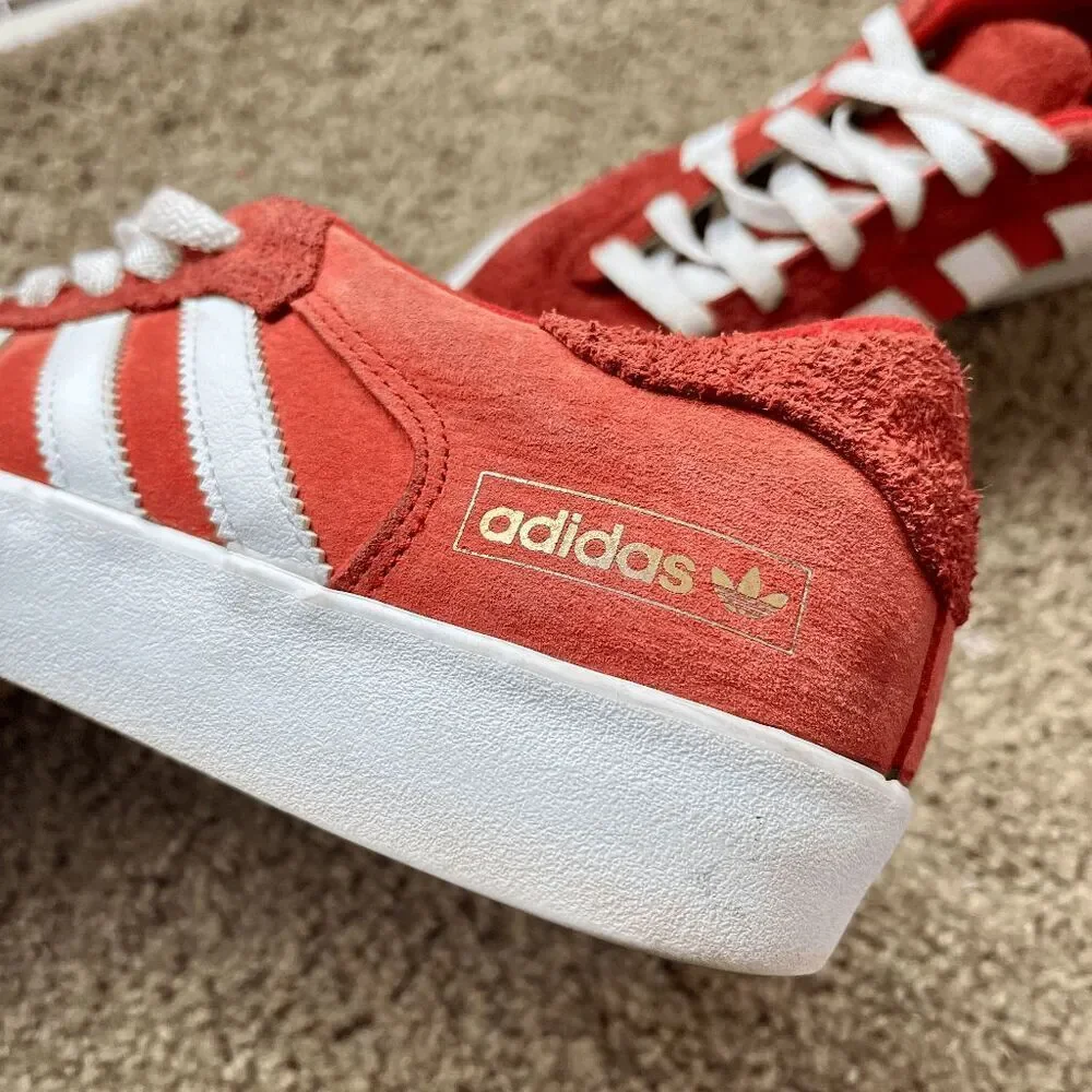 Adidas Matchbreak Super Skate Shoes Suede Brick Red White Gold 10